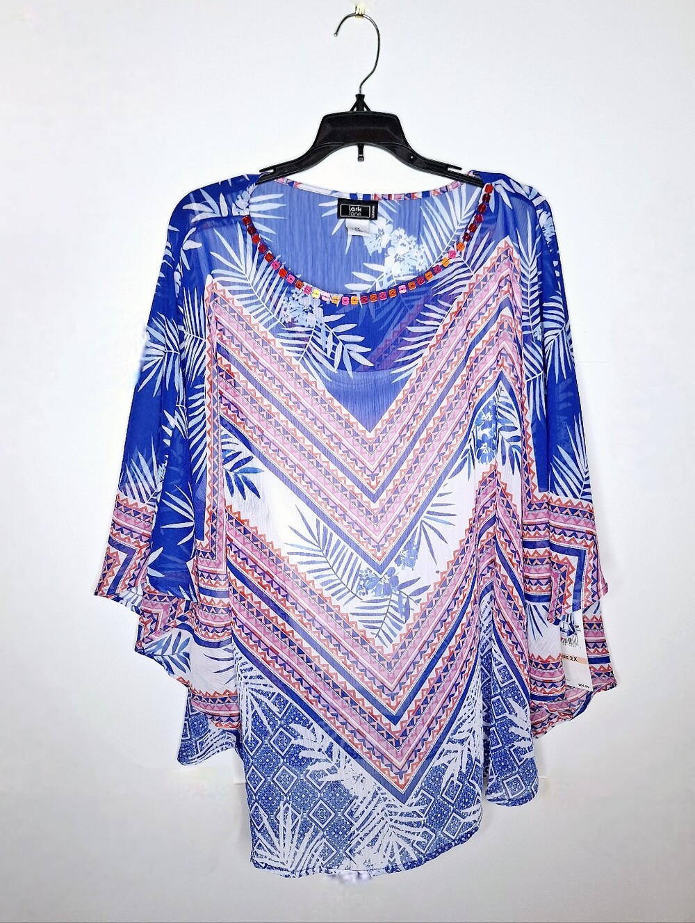 NWT Lark Lane "The Flowing Summer" Beach core, Yachet core, plus-size blouse.